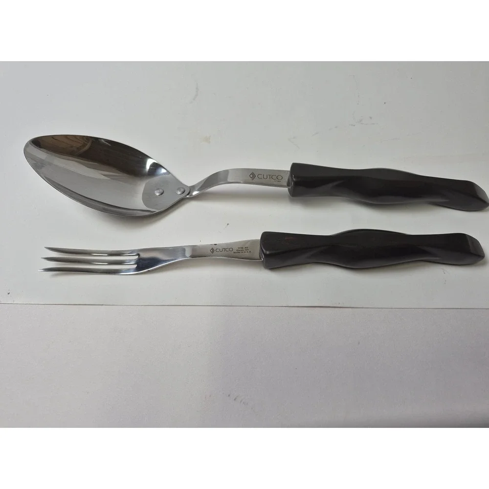 Cutco 1726 KD Serving Spoon and Fork Set Vintage Brown Classic Handle USA Made